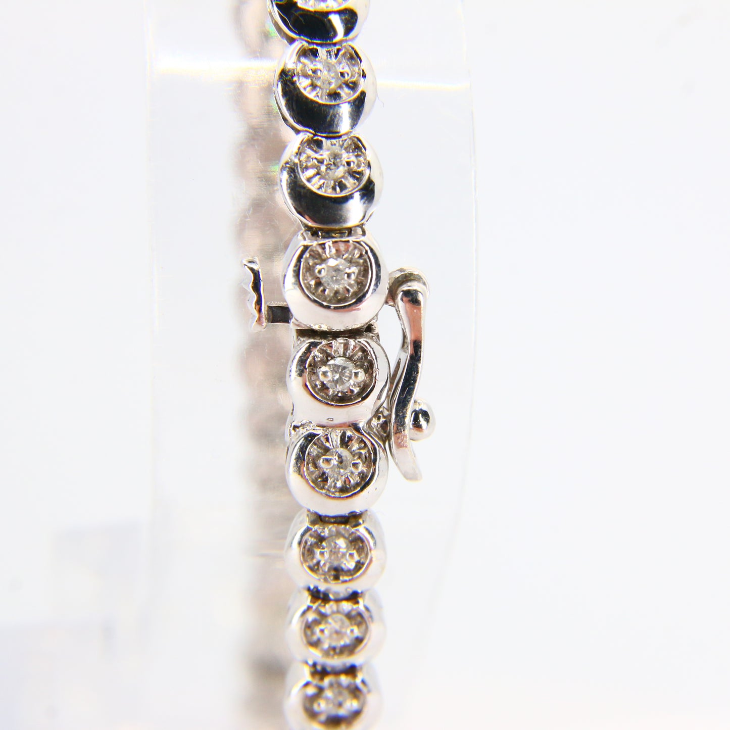 Vintage 9ct White Gold Diamond Studded Tennis Bracelet Hallmarked Boxed Gift