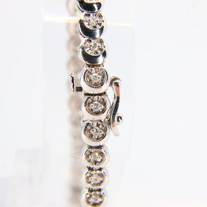 Vintage 9ct White Gold Diamond Studded Tennis Bracelet Hallmarked Boxed Gift