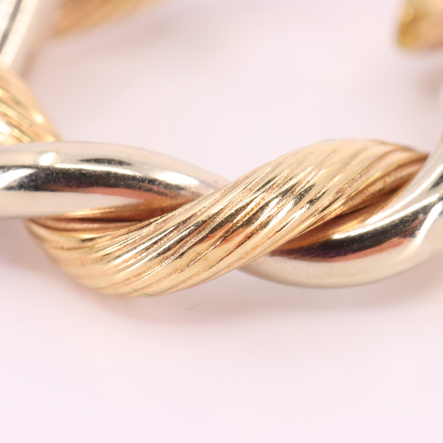 Vintage 9ct Hallmarked Two Tone Gold Twist Creole Hoop Earrings Boxed Gift