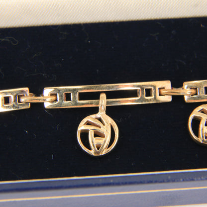 Vintage 9ct Yellow Gold Hallmarked Rennie Mackintosh Bracelet 7.5 Inch Boxed Gift