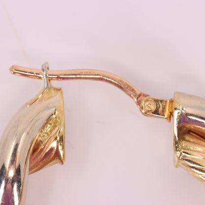 Vintage 9ct Hallmarked Two Tone Gold Twist Creole Hoop Earrings Boxed Gift