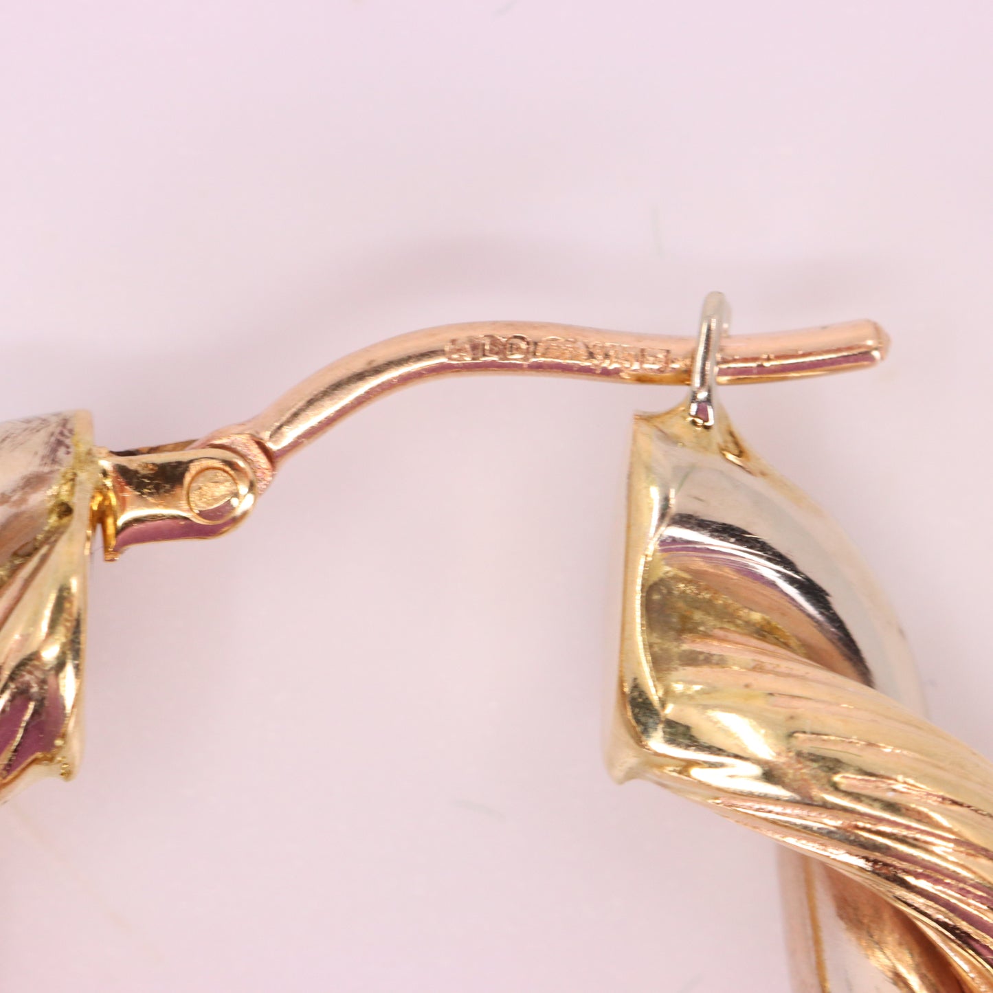 Vintage 9ct Hallmarked Two Tone Gold Twist Creole Hoop Earrings Boxed Gift