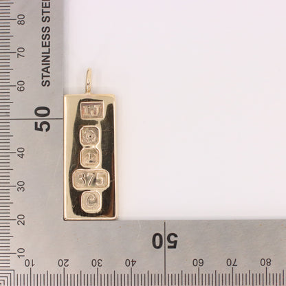 Vintage 9ct Hallmarked 1977 Sheffield Gold Ingot Bar Pendant Investment Gift