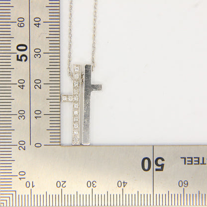 Vintage Gucci 18ct White Gold Diamond Cross Pendant Necklace Boxed Gift