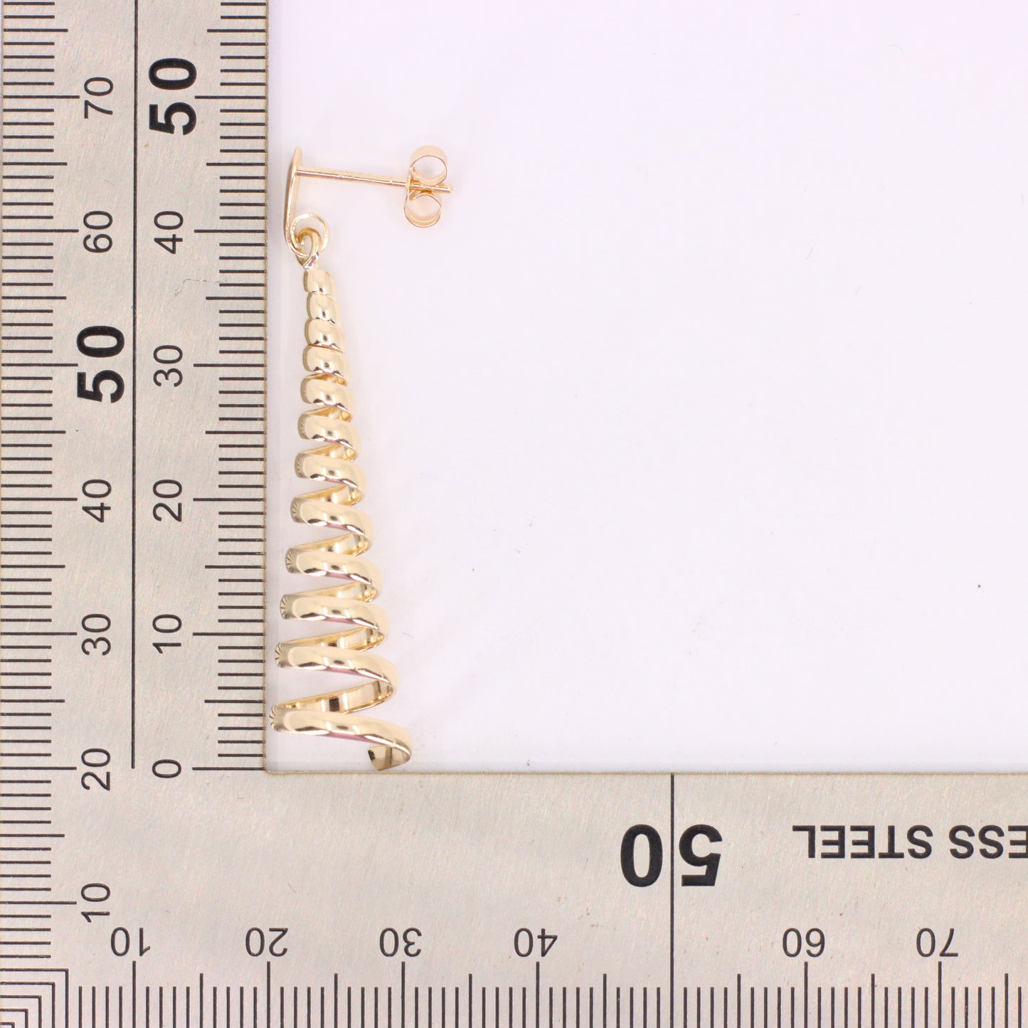 Vintage 9ct Hallmarked Yellow Gold Spiral Drop Dangle Earrings Boxed Gift