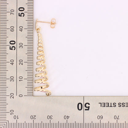 Vintage 9ct Hallmarked Yellow Gold Spiral Drop Dangle Earrings Boxed Gift