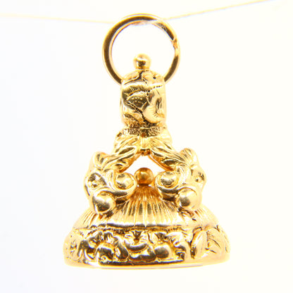 Antique 18 Carat Le Diable Emporte L'Amour "The Devil with Love" Fob Seal Pendant 18ct Yellow Gold Charm Devil with Child French