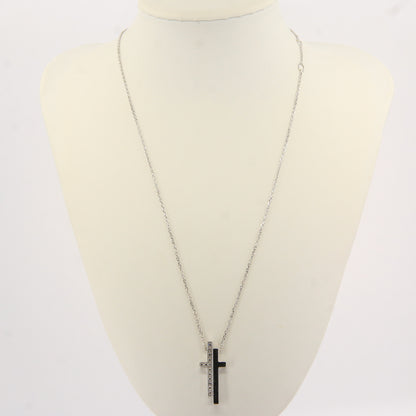 Vintage Gucci 18ct White Gold Diamond Cross Pendant Necklace Boxed Gift