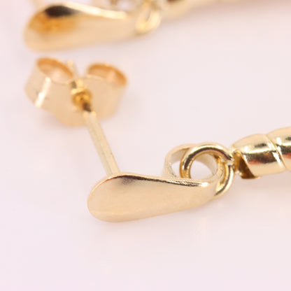 Vintage 9ct Hallmarked Yellow Gold Spiral Drop Dangle Earrings Boxed Gift