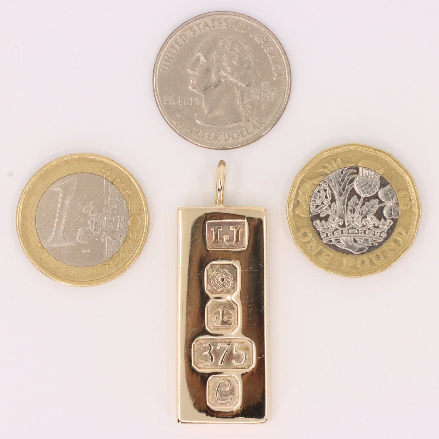 Vintage 9ct Hallmarked 1977 Sheffield Gold Ingot Bar Pendant Investment Gift