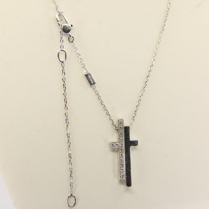 Vintage Gucci 18ct White Gold Diamond Cross Pendant Necklace Boxed Gift