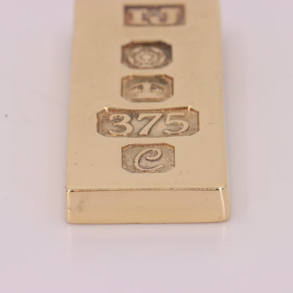 Vintage 9ct Hallmarked 1977 Sheffield Gold Ingot Bar Pendant Investment Gift
