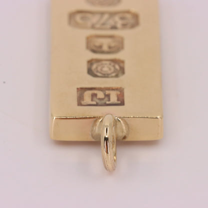 Vintage 9ct Hallmarked 1977 Sheffield Gold Ingot Bar Pendant Investment Gift