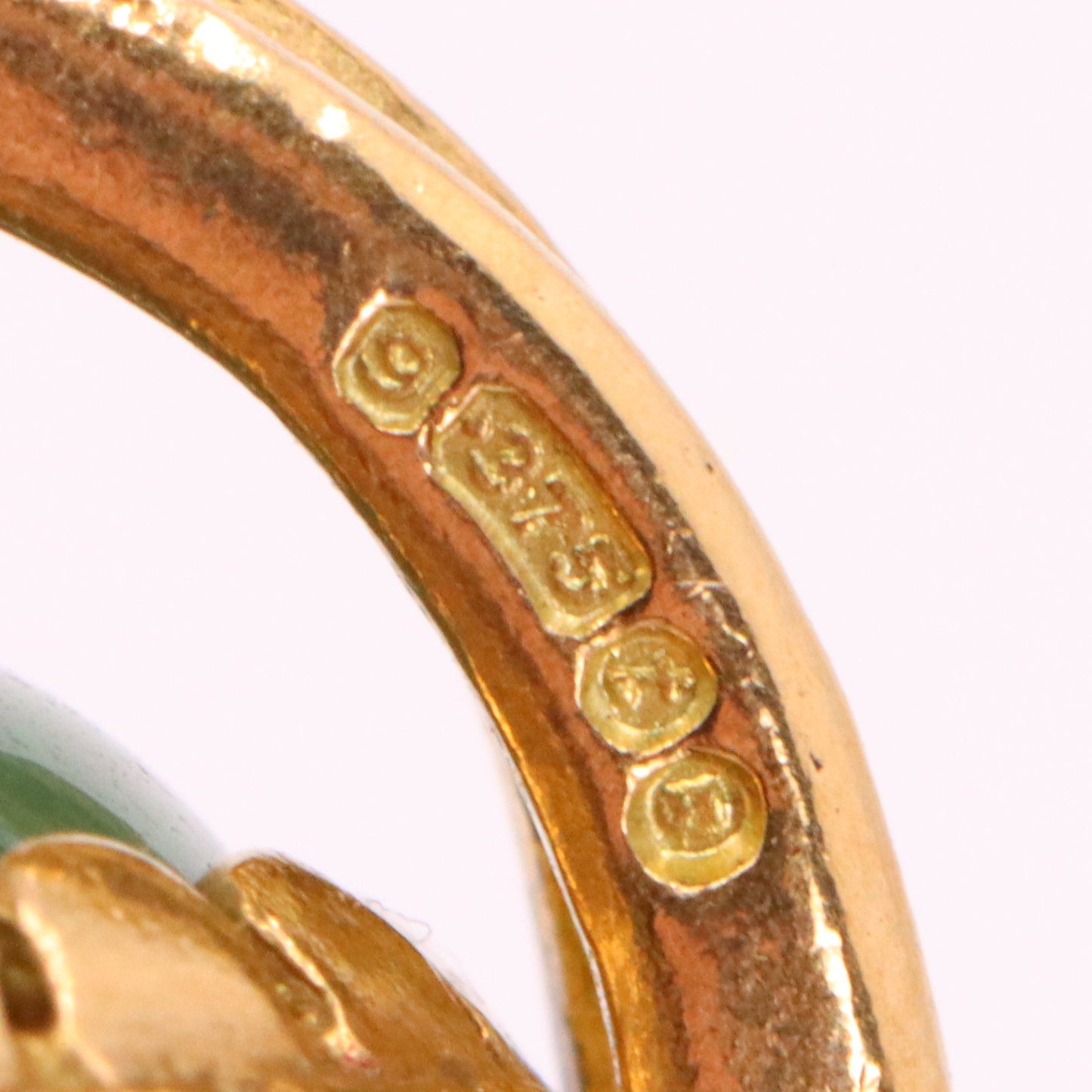 Vintage 9ct Hallmarked Yellow Gold Jade Onyx Spinner Pendant Fob Charm Gift