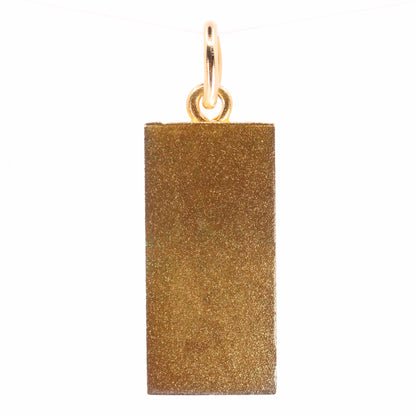 Vintage 9ct Hallmarked 1981 Yellow Gold Ingot Pendant Textured Bar Gift