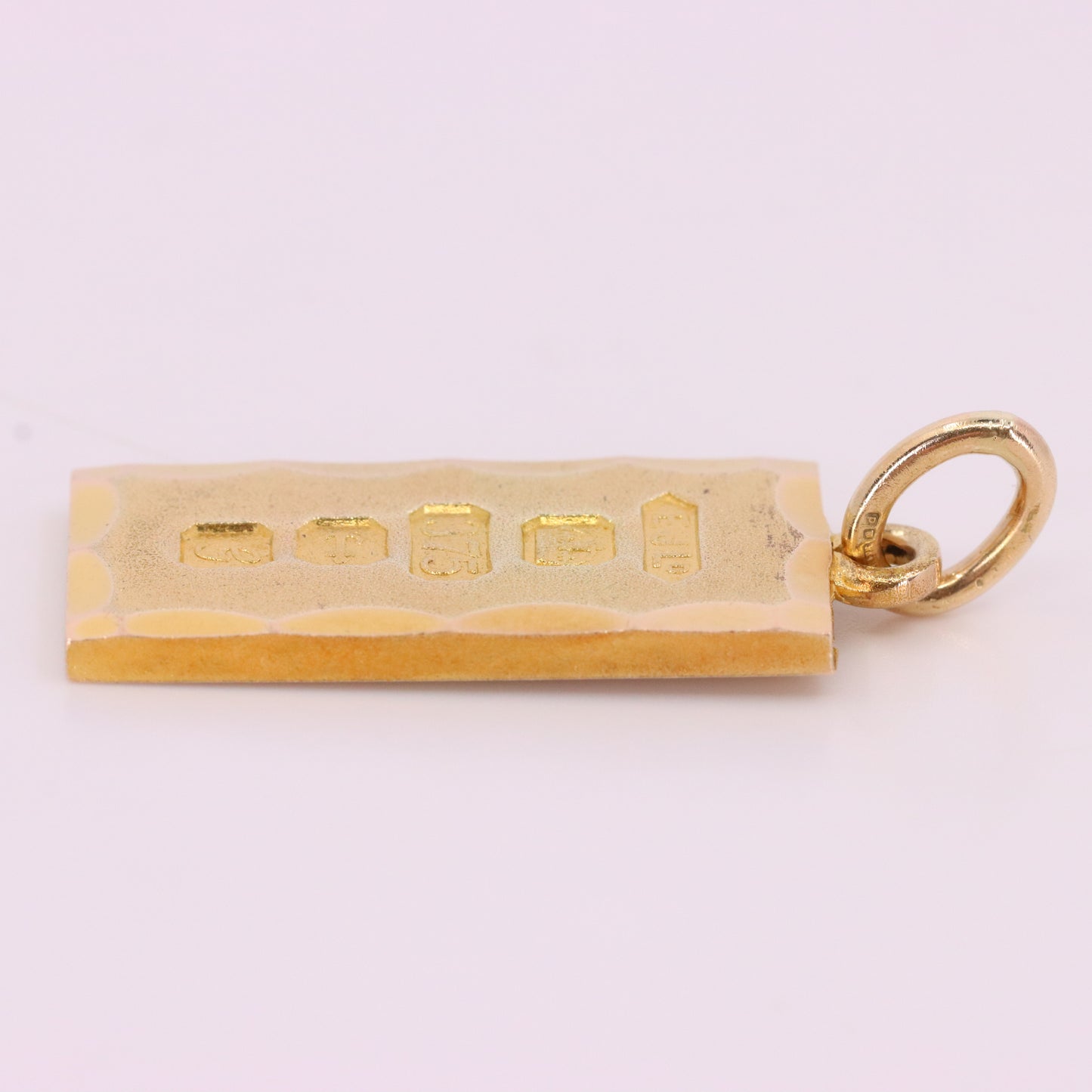 Vintage 9ct Hallmarked 1981 Yellow Gold Ingot Pendant Textured Bar Gift