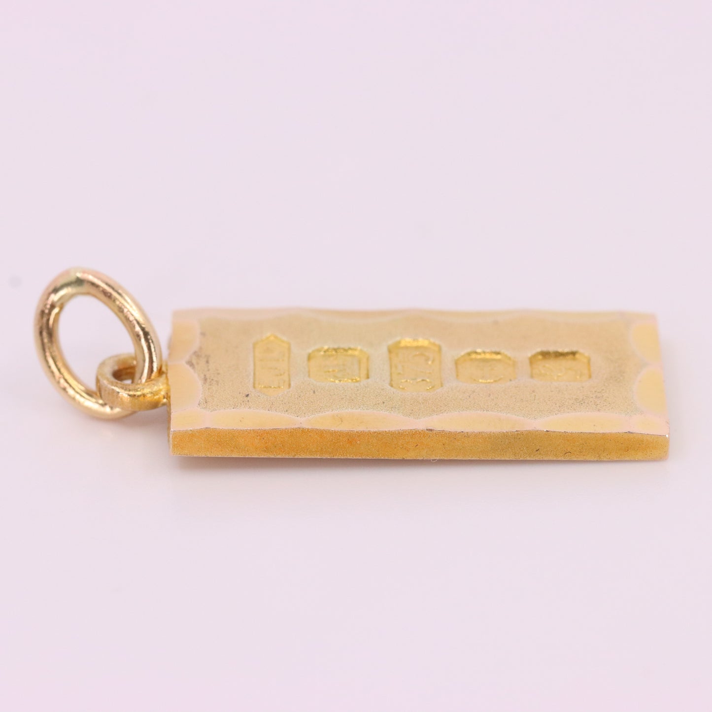Vintage 9ct Hallmarked 1981 Yellow Gold Ingot Pendant Textured Bar Gift