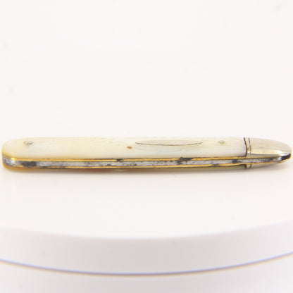 Antique Sterling Silver Hallmarked Mother Pearl Floral Inlay Folding Fruit Knife 1921