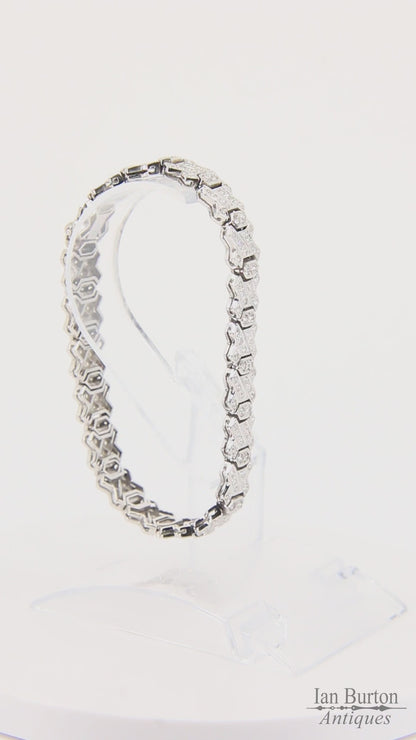 Vintage 18ct White Gold 2ct Diamond Bracelet 7.5" Hallmarked Gift Boxed