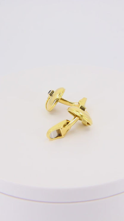 Vintage Diamond Sapphire 18 Carat Yellow Gold Mecan Elde Shirt Studs