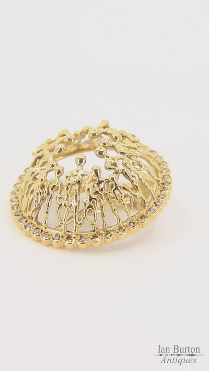 Vintage 18ct Hallmarked Stuart Devlin “The People” Yellow Gold & Diamond Clip-On Earrings