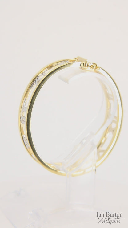 Vintage Italian 18ct Gold Atlas Roman Numeral Hinged Bangle Gift