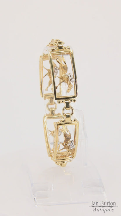14K Gold Horse & Jockey Bracelet 7.75" Darren K Moore Paddock & Post