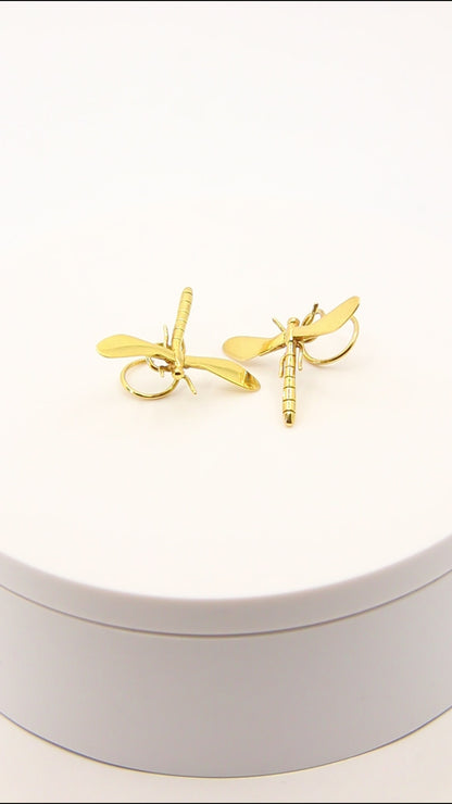 Vintage 9ct Gold Dragonflies 9 Carat Napkin Holders Gold Pair Yellow Gold Luxury