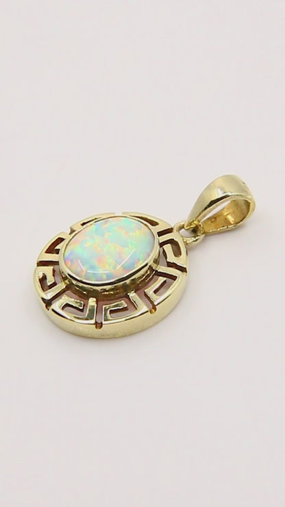 Vintage 9ct Opal Pendant Yellow Gold 9 Carat Hallmarked Opal Stone Charm