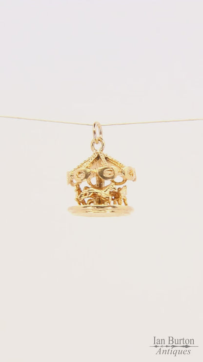 Vintage 9ct Gold Carousel Horse Charm – Spinning Hallmarked Pendant Gift